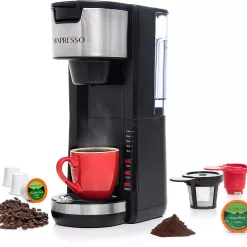 Mixpresso Single Serve Coffee Brewer K-Cup Pods Compatible & Ground Coffee, Black
