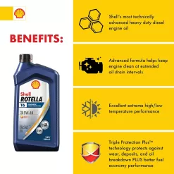 Shell Rotella T6 Full Synthetic 5W-40 Diesel Engine Oil (1-Quart, Case of 6)