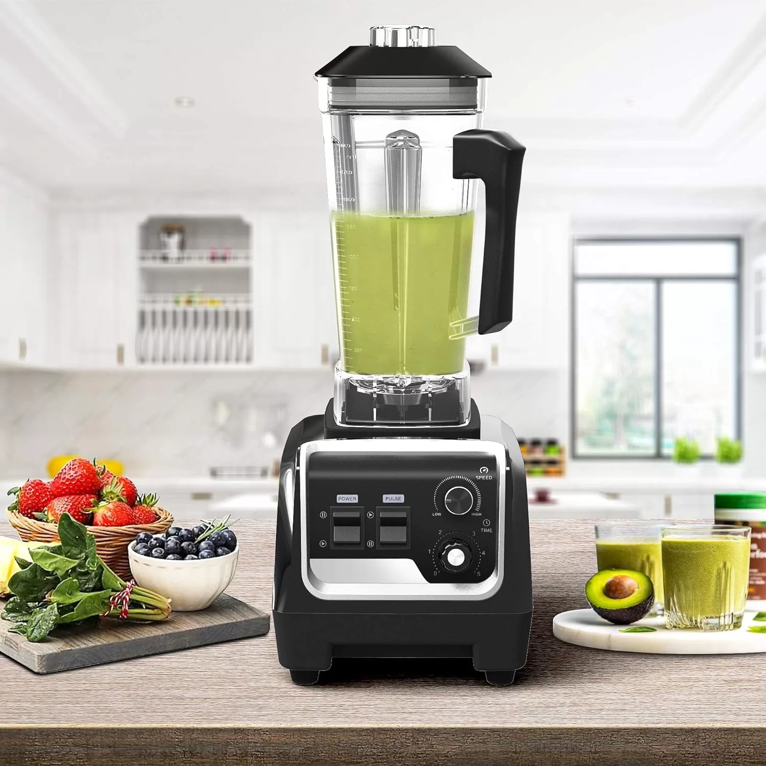 Professional Countertop Blender for kitchen Max 2200W High Power Home and Commercial Blender with Timer