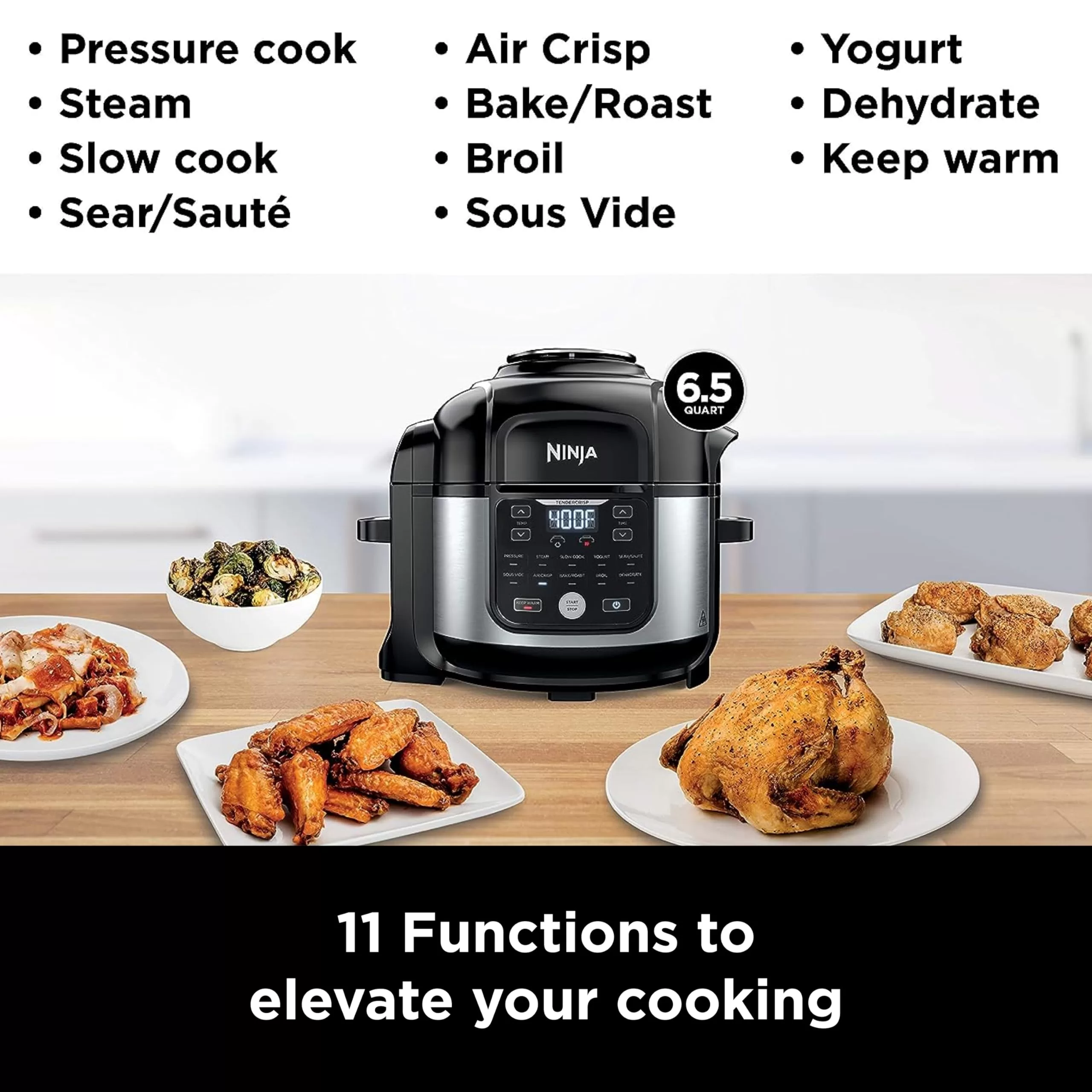 Shark Ninja Foodi 11-in-1 6.5-qt Pro Pressure Cooker + Air Fryer With Stainless Finish