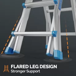LUISLADDERS Ladder, A Frame 3 Step Ladder Telescoping Ladder