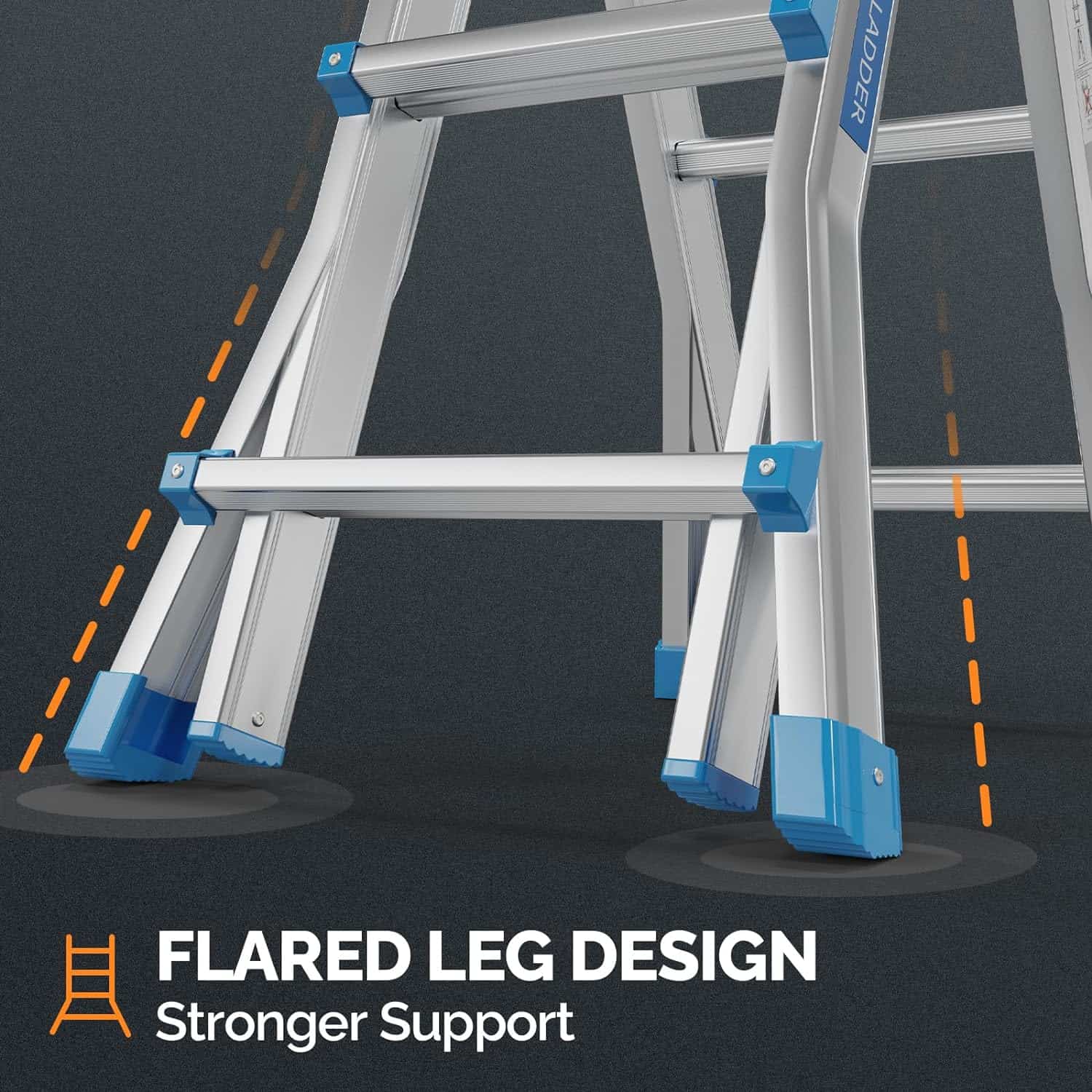 LUISLADDERS Ladder, A Frame 3 Step Ladder Telescoping Ladder