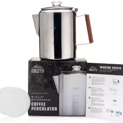 COLETTI Bozeman Camping Coffee Pot – Coffee Percolator – Percolator Coffee Pot for Campfire or Stove Top Coffee Making – 9 CUP