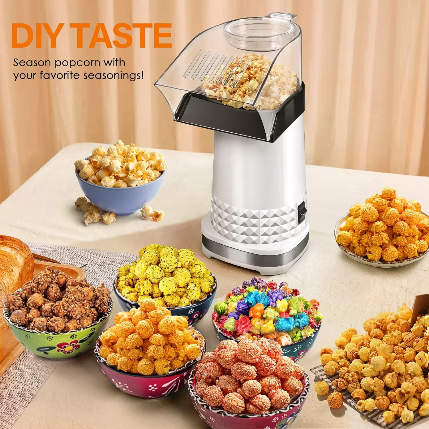 Vminno 1200W Fast Hot Air Popcorn Popper - 4.5 Quarts, Electric Popcorn Machine