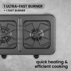 ABBA Double Burner Portable Propane StoveTop - Lightweight Alloy Steel Portable Stove, 13.19