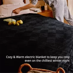Electric Blanket Queen Size 84''X90'' - Heated Blanket with Dual Control Fast Heating 6 Heating Levels (Black)