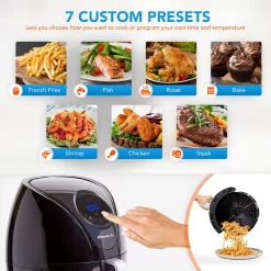 PowerXL Air Fryer 7 QT Maxx Classic, Extra Hot Air Fry, Black (7 Quart) (HF-196DT)