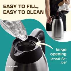 CRESIMO Thermal Coffee Carafe 68oz / 2L - 24 Hours Hot Beverage Dispenser, Insulated Stainless Steel Water Coffee Urn