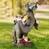 SOWSUN Dinosaur Gnomes Garden Statues Outdoor Decor Birthday Gifts for Mom Funny Gifts for Yard