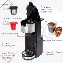 Mixpresso Single Serve Coffee Brewer K-Cup Pods Compatible & Ground Coffee, Black