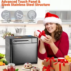 KBS 17-in-1 Bread Maker-Dual Heaters, 710W Machine Stainless Steel