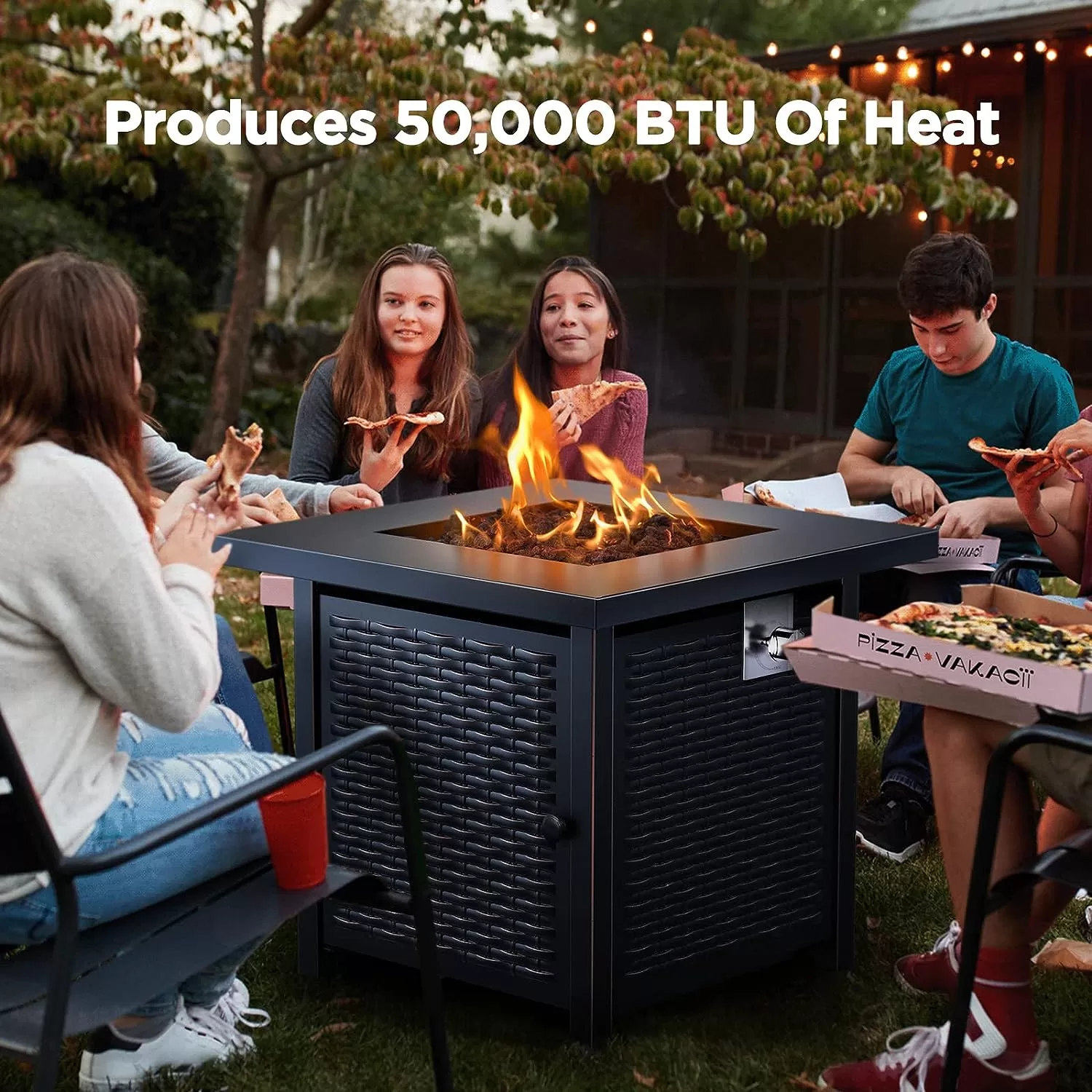 Ciays Propane Fire Pits 28 Inch Outdoor Gas Fire Pit, 50,000 BTU Steel Fire Table, Black