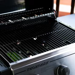 Megamaster 3-Burner Propane Gas Grill with 2 Foldable Side Tables, 30000 BTUs