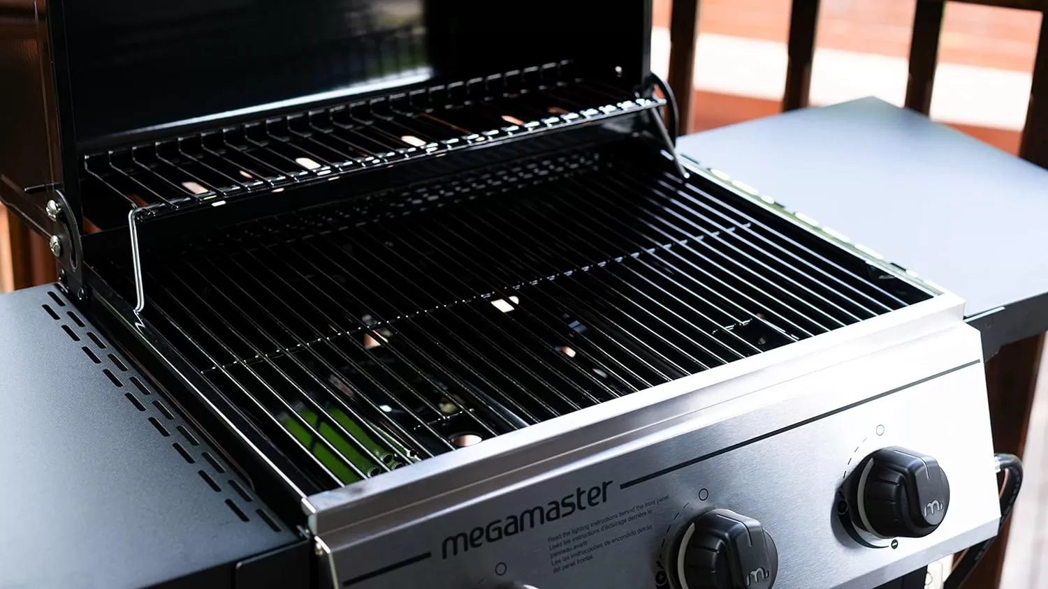 Megamaster 3-Burner Propane Gas Grill with 2 Foldable Side Tables, 30000 BTUs