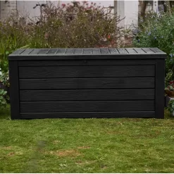 Keter Westwood 150 Gallon Plastic Backyard Deck Box and Storage, Dark Gray