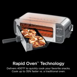 Ninja ST101 Foodi 2-in-1 Flip Toaster, 2-Slice Capacity, Compact Toaster Oven, 1500 Watts, Stainless Steel