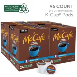 McCafe Paris Cafe, Single Serve Coffee Keurig K-Cup Pods, Medium Roast Coffee, 96 Count (4 Packs of 24)