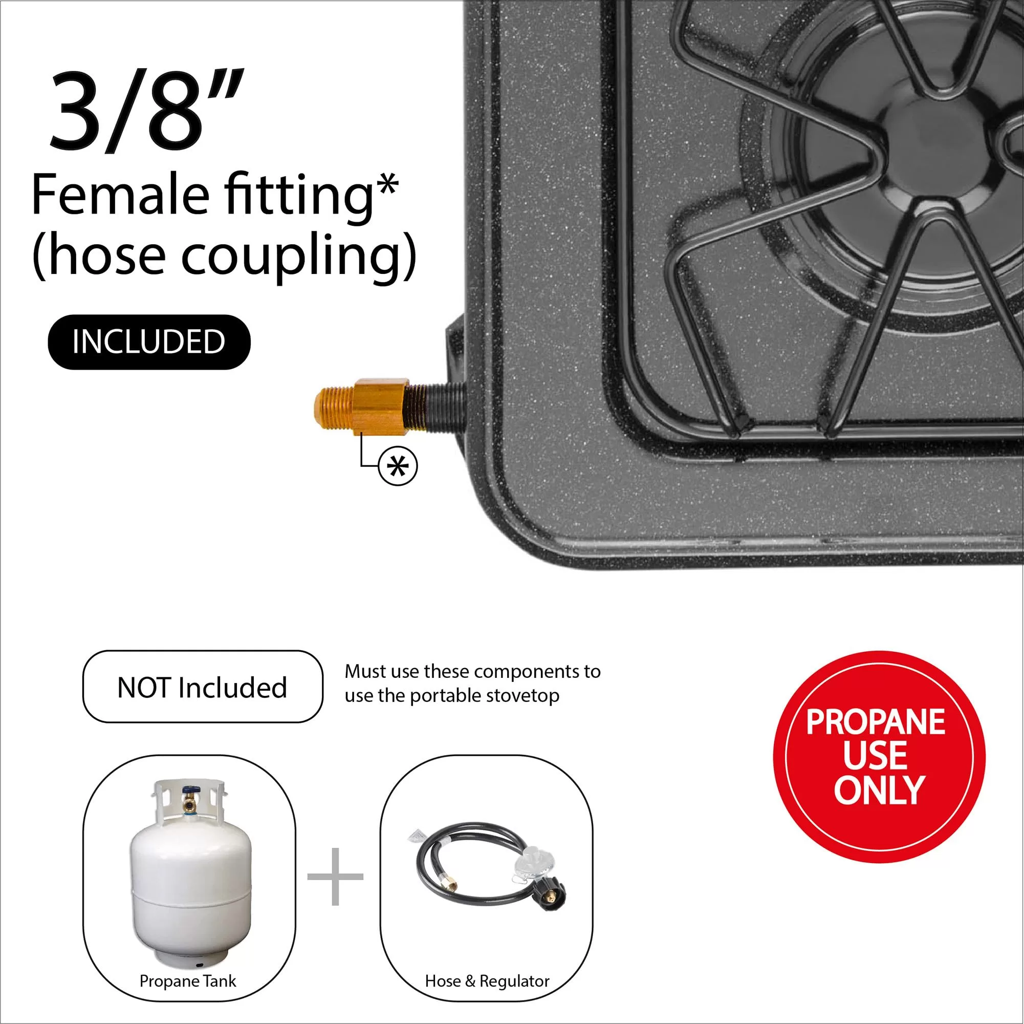 ABBA Double Burner Portable Propane StoveTop - Lightweight Alloy Steel Portable Stove, 13.19" x 21.85" x 4.33" (Black)