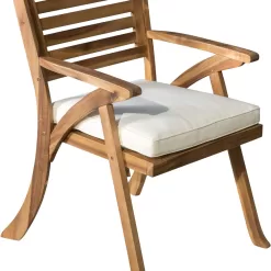 Christopher Knight Home Hermosa Outdoor Acacia Wood Arm Chairs, 2-Pcs Set, Teak Finish / Cream