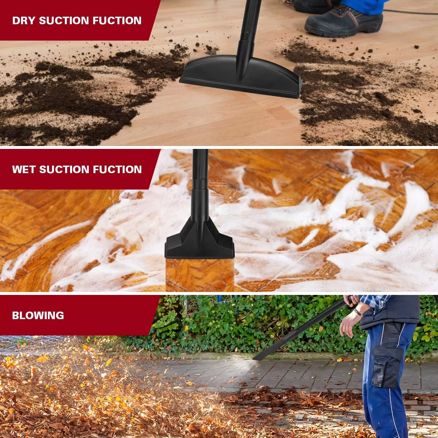PORTER-CABLE Wet/Dry Vacuum 4 Gallon 4HP Stainless Steel Light Weight Portable, Silver+Red