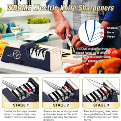 VIDOME Professional Electric Knife Sharpener, 3-stage Champagne Gold, afilador de cuchillos