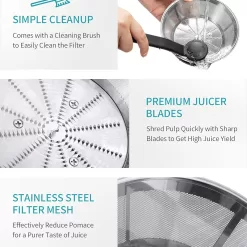 Ultrean Juicer Machine, 800w Juicer with Big Mouth 3” Feed Chute