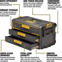 DEWALT TOUGHSYSTEM 2.0 Tool Organizer and Storage 3 Drawer Unit (DWST08330)