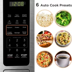 BLACK+DECKER EM036AB14 Digital Microwave Oven with Turntable Push-Button Door, Stainless Steel, 1.4 Cu.ft