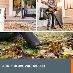 Worx 40V Leaf Blower Cordless with Battery & Charger, 3-in-1 Blower for Lawn
