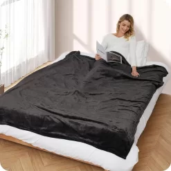 Electric Blanket Heated 72"x84" Full Size Oversized Flannel Heated Blanket - Dark Grey