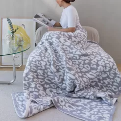 MH MYLUNE HOME Ultra Soft Micro Plush White Grey Leopard Blanket (51x63 inches)