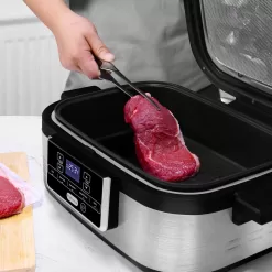 Runnatal 5-in-1 Smokeless Electric Indoor Grill with Air Fry, Roast, Bake & Dehydrate, Air Fryer, Black/Silver