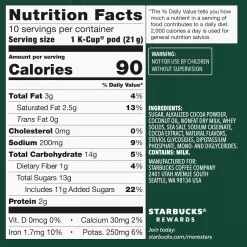 Starbucks Coffee K-Cup Pods, Naturally Flavored Hot Cocoa For Keurig Coffee Makers, 6 Boxes (60 Pods Total)