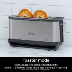Ninja ST101 Foodi 2-in-1 Flip Toaster, 2-Slice Capacity, Compact Toaster Oven, 1500 Watts, Stainless Steel