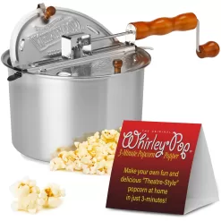 Original Whirley Pop Popcorn Maker - 6 Quart Popcorn Popper, Popcorn Maker With Metal Gears