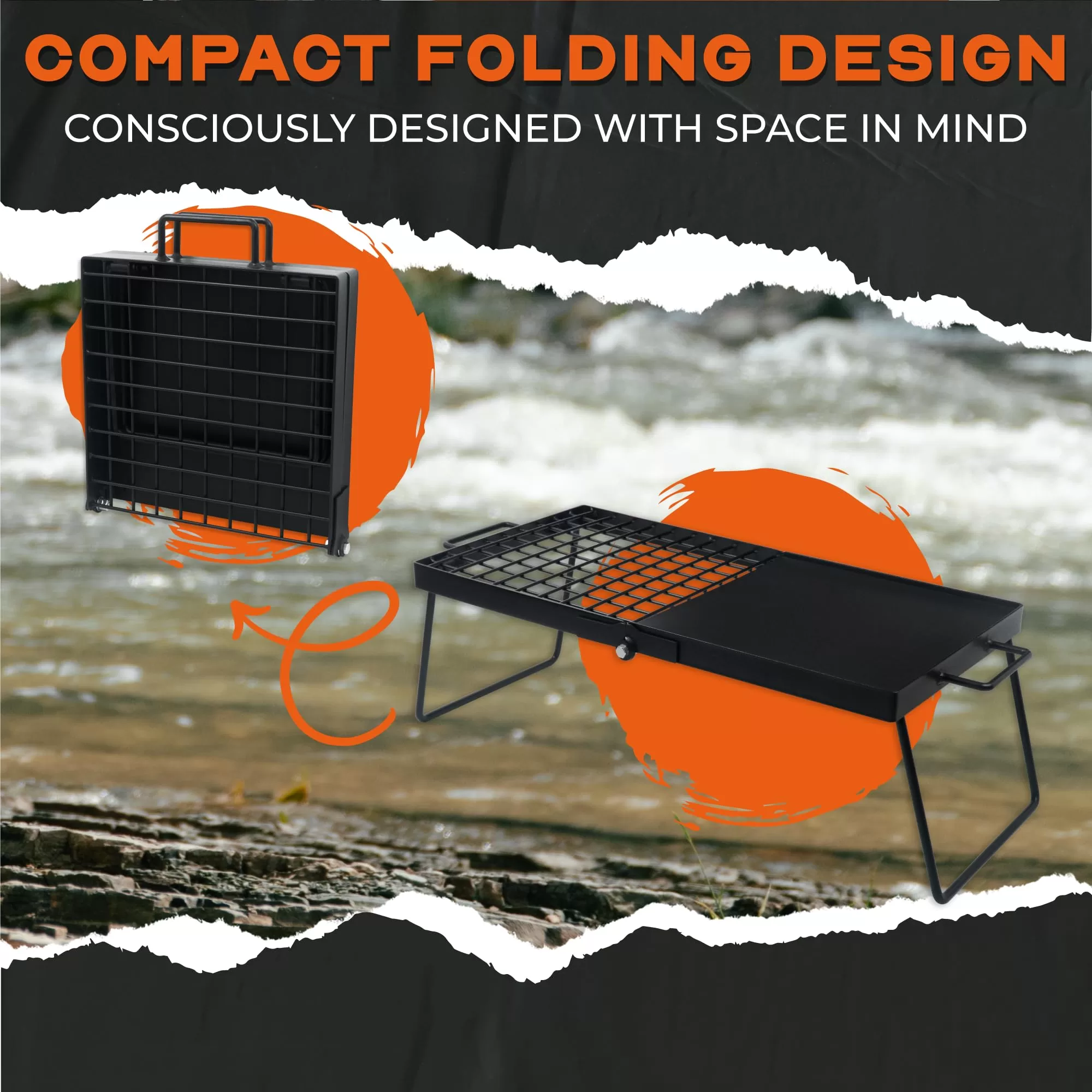 Adventure Seeka Heavy Duty 24" Folding Campfire Grill, Camp Fire Grill