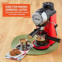 Imusa 4 Cup Epic Electric Espresso/Cappuccino Maker (Cafe Cubano, Cortadito, Colada, Cafe con Leche), Red