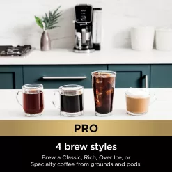 Ninja CFP301 DualBrew Pro Specialty 12-Cup Drip Maker with Glass Carafe, Single-Serve Grounds, Black