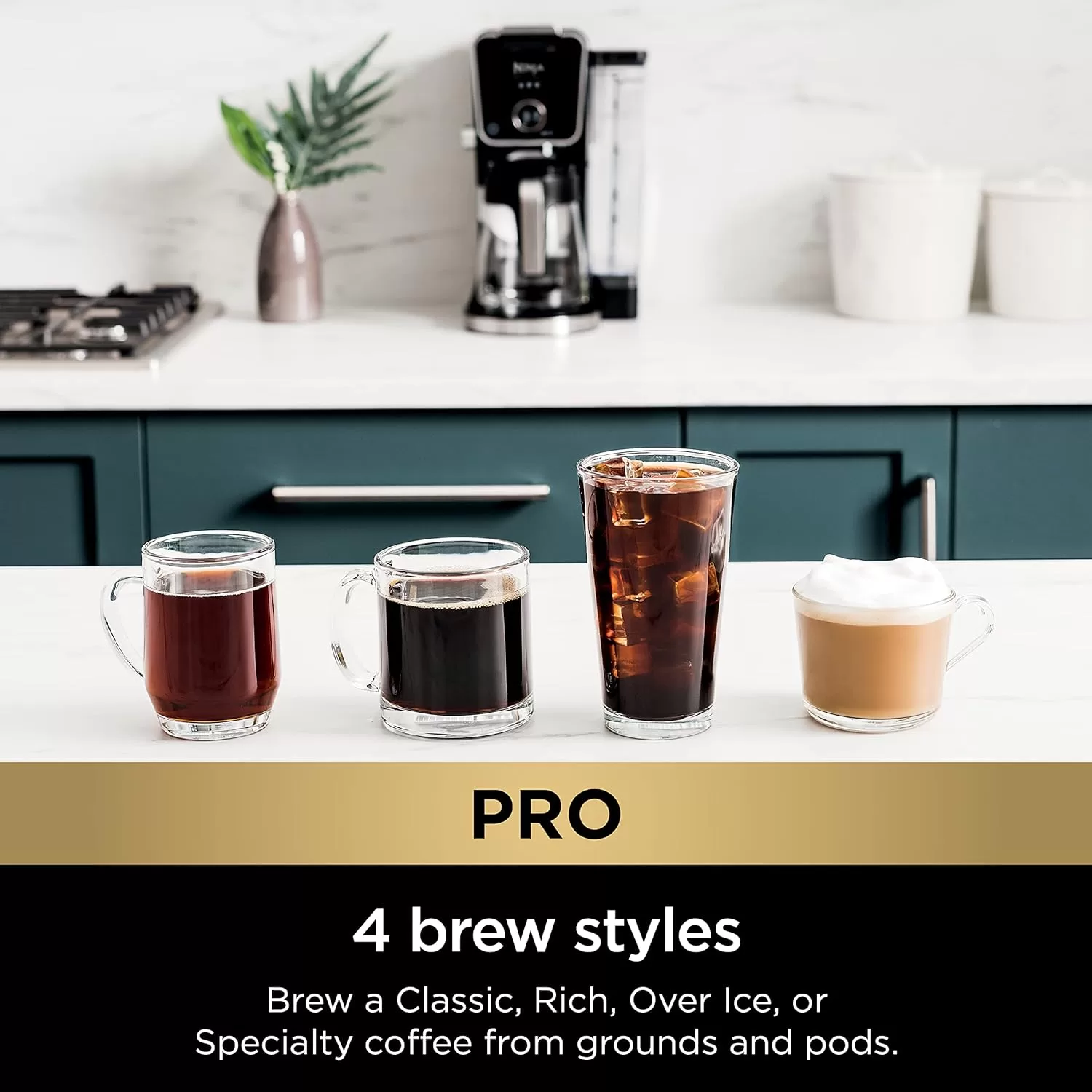 Ninja CFP301 DualBrew Pro Specialty 12-Cup Drip Maker with Glass Carafe, Single-Serve Grounds, Black