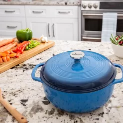 Lodge 6 Quart Enameled Cast Iron Dutch Oven with Lid – Blue