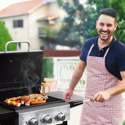 MASTER COOK 3 Burner BBQ Propane Gas Grill, Stainless Steel 30,000 BTU Patio Garden Barbecue Grill