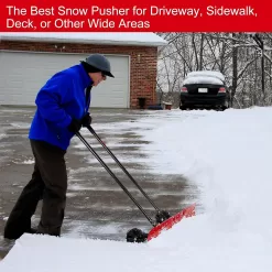 38 Inch Snow Shovel for Driveway, Brewin SnowPro Bi-Direction Heavy Duty Snow Pusher