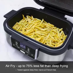 Runnatal 5-in-1 Smokeless Electric Indoor Grill with Air Fry, Roast, Bake & Dehydrate, Air Fryer, Black/Silver