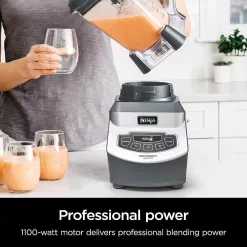 Ninja BL660 Professional Compact Smoothie & Food Processing Blender, 1100-Watts, 3 Functions, Gray