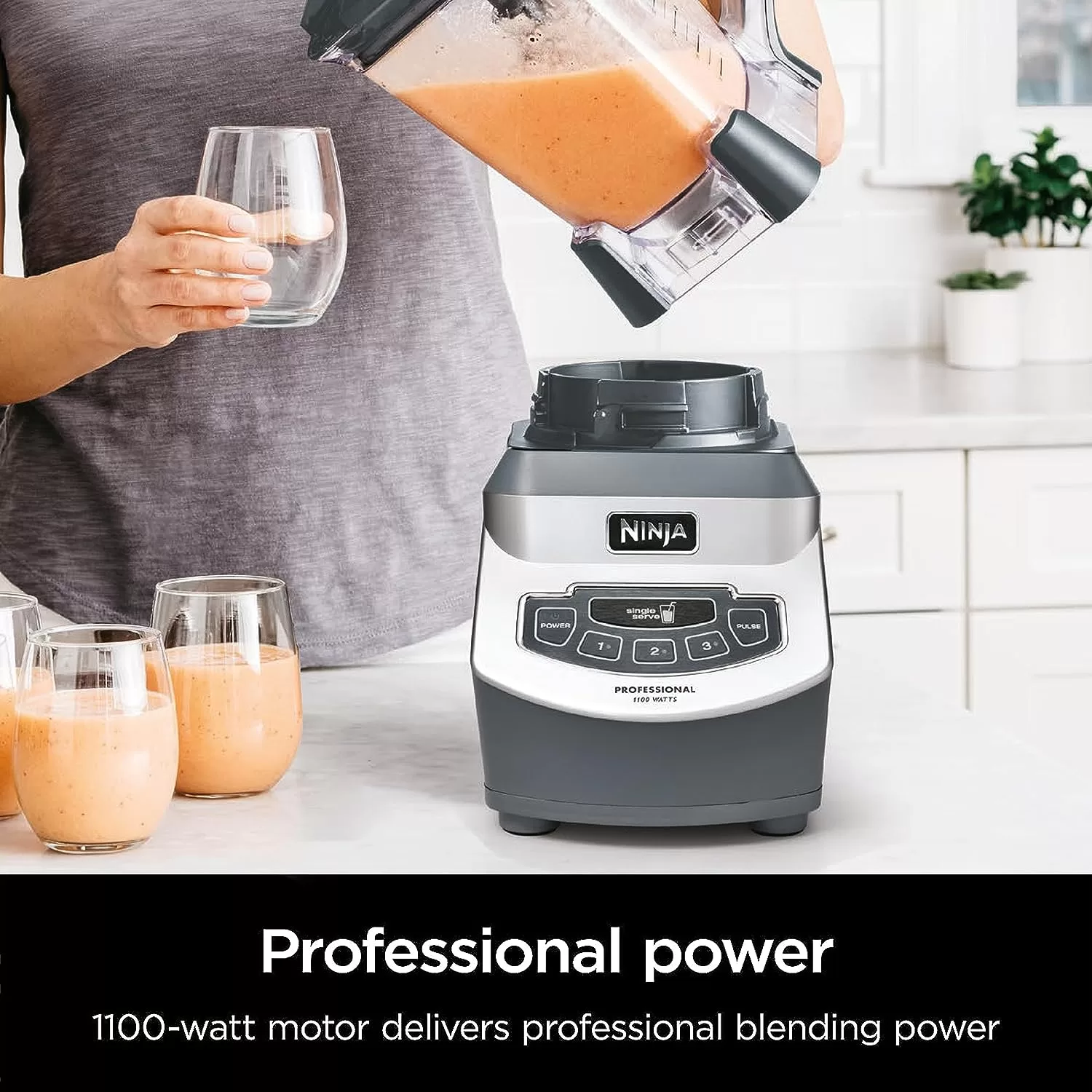 Ninja BL660 Professional Compact Smoothie & Food Processing Blender, 1100-Watts, 3 Functions, Gray