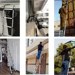 Telescoping Ladder 20FT Extension Ladder with 2 Detachable Hooks Aluminum Telescopic Ladder Collapsible Ladder, 330 Lb Capacity