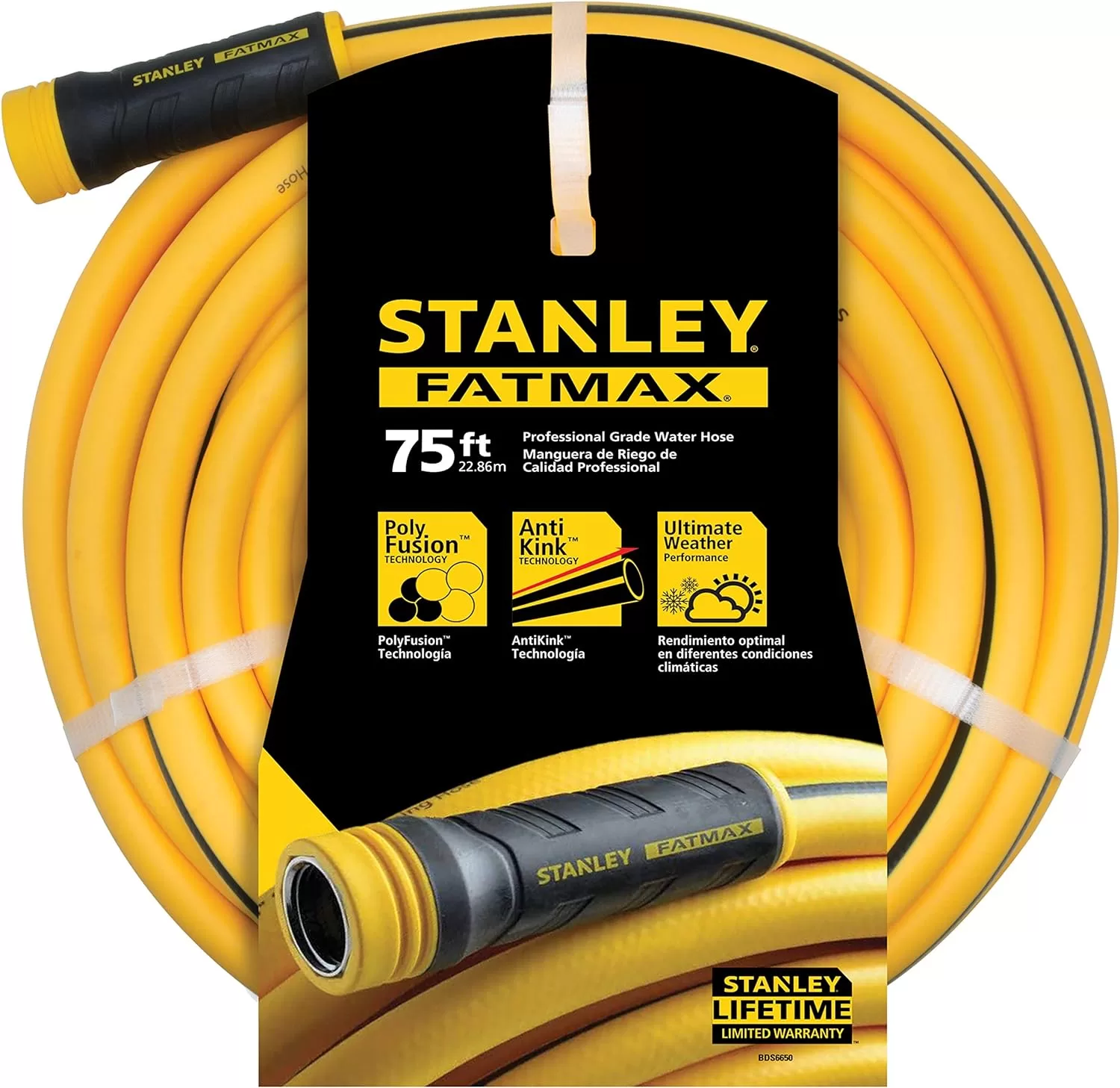 Stanley Garden BDS6651 Fatmax Professional Grade Water Hose, 75' x 5/8", 75ft, Yellow, 500 Psi