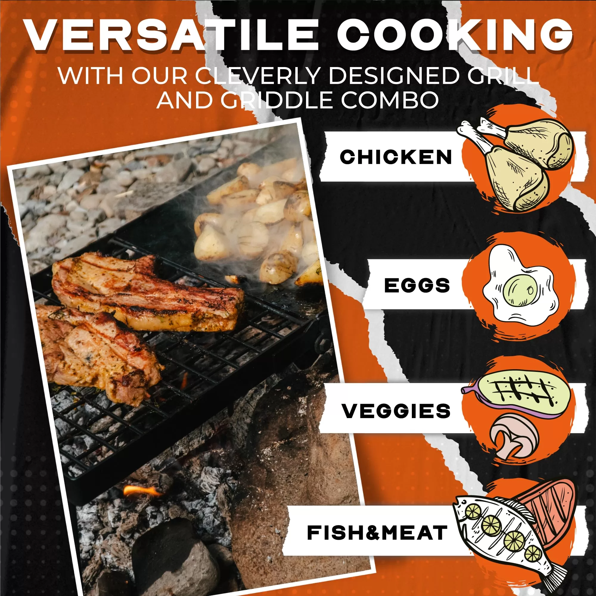 Adventure Seeka Heavy Duty 24" Folding Campfire Grill, Camp Fire Grill
