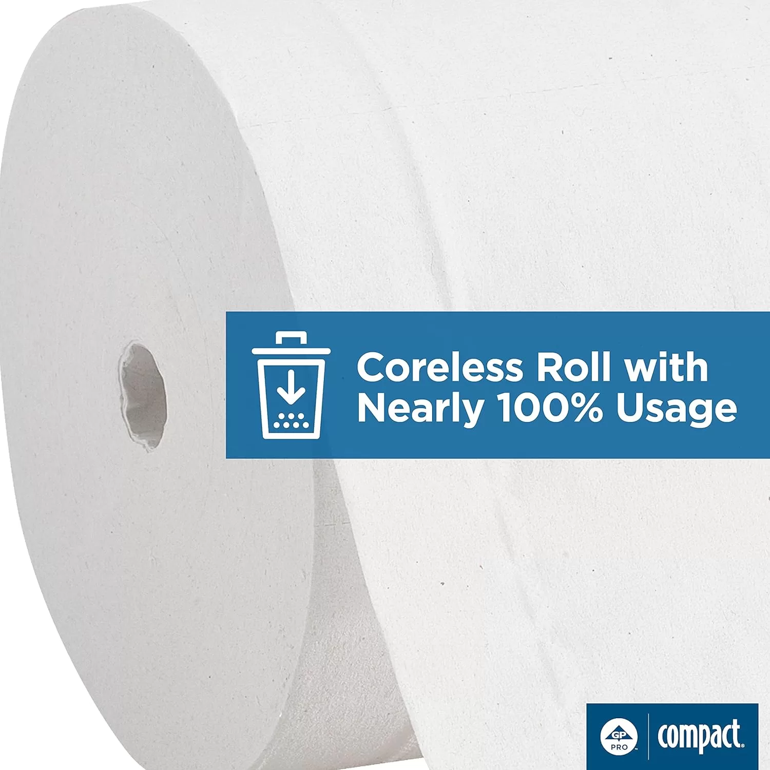 Compact Coreless 2-Ply Recycled Toilet Paper by GP PRO (Georgia-Pacific), 19375, 1,000 Sheets Per Roll, 36 Rolls Per Case