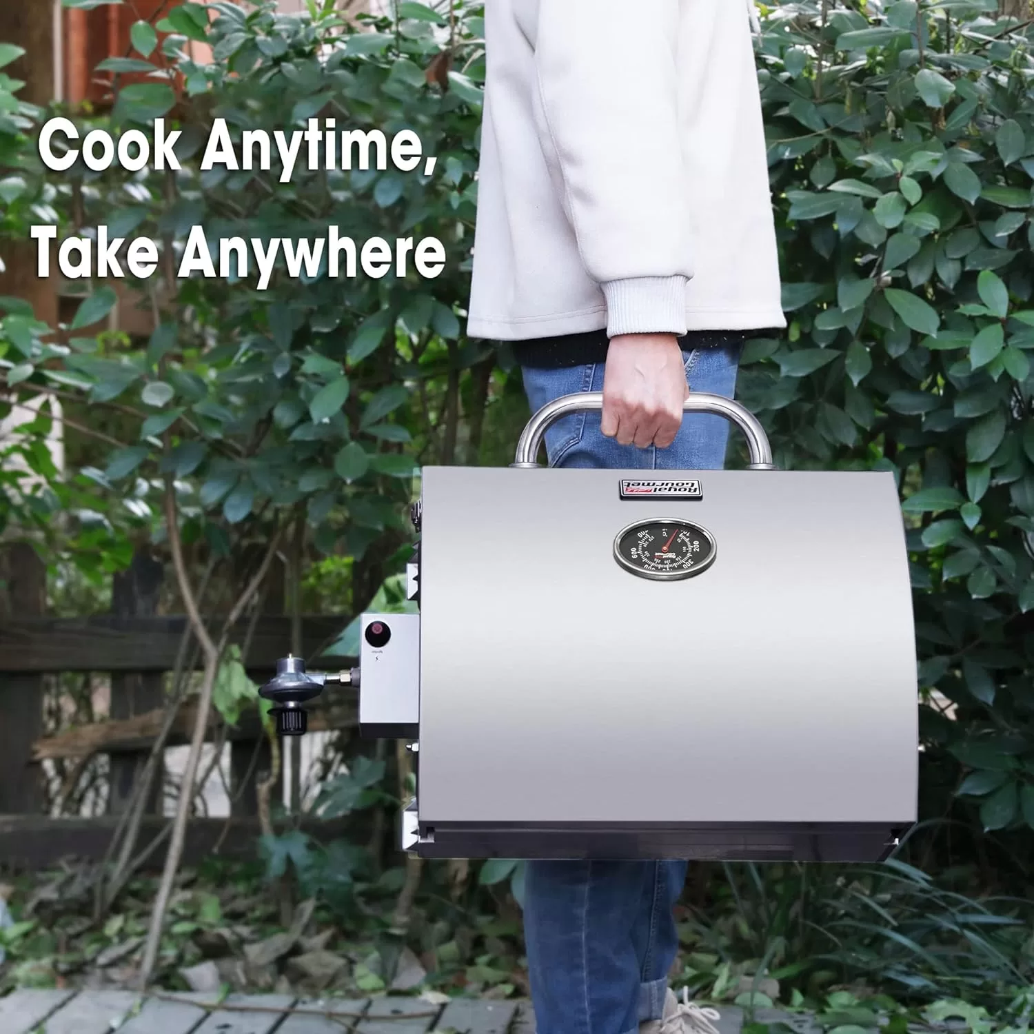 Royal Gourmet GT1001 Stainless Steel Portable Grill, 10000 BTU BBQ Tabletop Gas Grill, Silver